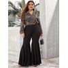 image:imageFloerns Womens Plus Size Flare Leg Palazzo Party Club Bell Bottom PantsBlack