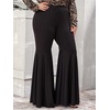 image:imageFloerns Womens Plus Size Flare Leg Palazzo Party Club Bell Bottom PantsBlack
