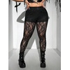 image:imageFloerns Womens Plus Size Floral Goth Lace Legging Mesh Sheer Mid Waist Leggings PantsBlack