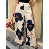 image:imageFloerns Womens Plus Size Floral Wide Leg Palazzo Pants Elastic High Waist TrousersBeige