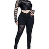 image:imageFloerns Womens Plus Size Goth Leggings Patchwork Punk High Waisted PantsBlack