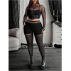 image:imageFloerns Womens Plus Size Goth Leggings Patchwork Punk High Waisted PantsDark Black