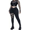 image:imageFloerns Womens Plus Size Goth Leggings Patchwork Punk High Waisted PantsLight Black
