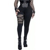 image:imageFloerns Womens Plus Size Goth Leggings Patchwork Punk High Waisted PantsLight Black