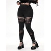 image:imageFloerns Womens Plus Size Goth Leggings Patchwork Punk High Waisted PantsMulticolor