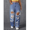 image:imageFloerns Womens Plus Size High Waist Distressed Jeans Straight Leg Casual Loose Denim PantsMedium Wash