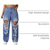 image:imageFloerns Womens Plus Size High Waist Distressed Jeans Straight Leg Casual Loose Denim PantsMedium Wash