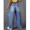 image:imageFloerns Womens Plus Size High Waist Distressed Jeans Straight Leg Casual Loose Denim PantsMedium Wash