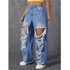 image:imageFloerns Womens Plus Size High Waist Distressed Jeans Straight Leg Casual Loose Denim PantsMedium Wash