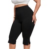 image:imageFloerns Womens Plus Size High Waisted Capri Pants Split Skinny LeggingsBlack