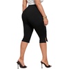 image:imageFloerns Womens Plus Size High Waisted Capri Pants Split Skinny LeggingsBlack