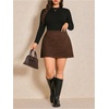image:imageFloerns Womens Plus Size High Waisted Mini Skirt Business Casual Work Skirts with ShortsCoffee Brown