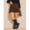 image:imageFloerns Womens Plus Size High Waisted Mini Skirt Business Casual Work Skirts with ShortsCoffee Brown