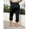 image:imageFloerns Womens Plus Size Lace Cropped Leggings Summer High Waisted Stretchy Skinny Casual Capri PantsBlack