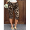image:imageFloerns Womens Plus Size Leopard Stretchy Capri Leggings High Waisted Skinny Ruffle Hem Cropped PantsBrown