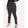 image:imageFloerns Womens Plus Size Plaid Pants Stretchy Elastic Waist Skinny LeggingA Black Plaid