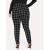 image:imageFloerns Womens Plus Size Plaid Pants Stretchy Elastic Waist Skinny LeggingA Black Plaid