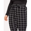 image:imageFloerns Womens Plus Size Plaid Pants Stretchy Elastic Waist Skinny LeggingA Black Plaid