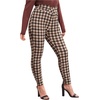 image:imageFloerns Womens Plus Size Plaid Pants Stretchy Elastic Waist Skinny LeggingA Brown Multi