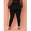 image:imageFloerns Womens Plus Size Plaid Pants Stretchy Elastic Waist Skinny LeggingBlack Solid