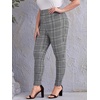 image:imageFloerns Womens Plus Size Plaid Pants Stretchy Elastic Waist Skinny LeggingBlack White