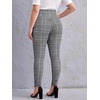 image:imageFloerns Womens Plus Size Plaid Pants Stretchy Elastic Waist Skinny LeggingBlack White