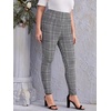image:imageFloerns Womens Plus Size Plaid Pants Stretchy Elastic Waist Skinny LeggingBlack White