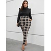 image:imageFloerns Womens Plus Size Plaid Pants Stretchy Elastic Waist Skinny LeggingBrown Black Multi