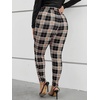 image:imageFloerns Womens Plus Size Plaid Pants Stretchy Elastic Waist Skinny LeggingBrown Black Multi