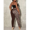 image:imageFloerns Womens Plus Size Plaid Pants Stretchy Elastic Waist Skinny LeggingBrown Leopard