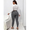image:imageFloerns Womens Plus Size Plaid Pants Stretchy Elastic Waist Skinny LeggingGrey Plaid