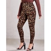 image:imageFloerns Womens Plus Size Plaid Pants Stretchy Elastic Waist Skinny LeggingLeopard