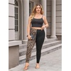 image:imageFloerns Womens Plus Size Plaid Pants Stretchy Elastic Waist Skinny LeggingLeopard and Black