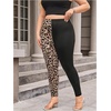 image:imageFloerns Womens Plus Size Plaid Pants Stretchy Elastic Waist Skinny LeggingLeopard and Black