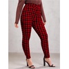 image:imageFloerns Womens Plus Size Plaid Pants Stretchy Elastic Waist Skinny LeggingRed Plaid