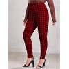image:imageFloerns Womens Plus Size Plaid Pants Stretchy Elastic Waist Skinny LeggingRed Plaid