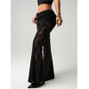 image:imageFloerns Womens Plus Size Sheer Lace Flare Pants Ruched High Waisted Bell Bottom Rave Pants ClubwearBlack