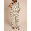 image:imageFloerns Womens Plus Size Striped Drawstring Elastic Waist Baggy PantsCream