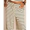 image:imageFloerns Womens Plus Size Striped Drawstring Elastic Waist Baggy PantsCream