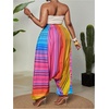 image:imageFloerns Womens Plus Size Striped Graphic Harem Pants High Waisted Wide Leg Casual Loose Beach PantsPink Multi