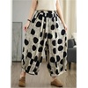 image:imageFloerns Womens Polka Dots Wide Leg Pants Elastic Waist Baggy SweatpantsBlack and White
