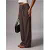 image:imageFloerns Womens Polka Dots Wide Leg Pants Low Rise Tie Side Baggy Palazzo Trousers PantBrown