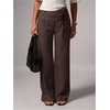 image:imageFloerns Womens Polka Dots Wide Leg Pants Low Rise Tie Side Baggy Palazzo Trousers PantBrown