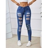 image:imageFloerns Womens Ripped Distressed High Waist Jeans Stretch Denim PantsBlue