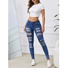 image:imageFloerns Womens Ripped Distressed High Waist Jeans Stretch Denim PantsBlue