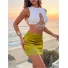 image:imageFloerns Womens Satin Lace Trim Mini SkirtGreen
