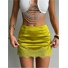 image:imageFloerns Womens Satin Lace Trim Mini SkirtGreen