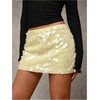 image:imageFloerns Womens Sequin Mini Skirt Low Rise Sparkly Glitter Pencil SkirtButter Yellow