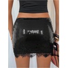 image:imageFloerns Womens Sequin Skirt Low Rise Sparkly Lace Trim Pencil Night Out Party Mini SkirtBlack
