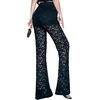 image:imageFloerns Womens Sheer Lace Mesh Flare Pants High Waisted Bell Bottom PantBlack